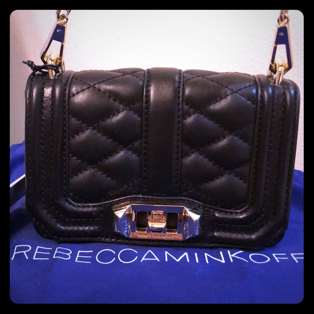 Rebecca minkoff mini love crossbody. Black & gold
